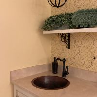 16" Round Oil Rubbed Bronze Hammered Copper Bar & Prep Sink - 3.5" Drain
