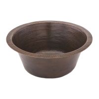 16" Round Oil Rubbed Bronze Hammered Copper Bar & Prep Sink - 3.5" Drain