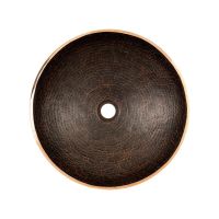 16" Round Old World Oil Rubbed Bronze Hand Forged Copper Vessel Sink