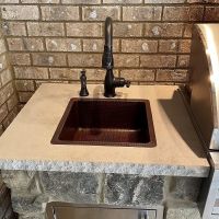 16" Square Oil Rubbed Bronze Hammered Copper Bar & Prep Sink - 3.5" Drain