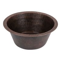 16" Round Oil Rubbed Bronze Terra Firma Copper Bar & Prep Sink - 3.5" Drain