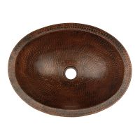 17" Compact Oval Oil Rubbed Bronze Hammered Copper Skirted Vessel Sink