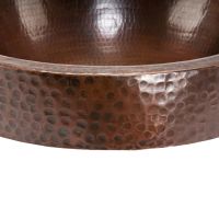 17" Compact Oval Oil Rubbed Bronze Hammered Copper Skirted Vessel Sink