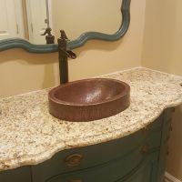 17" Compact Oval Oil Rubbed Bronze Hammered Copper Skirted Vessel Sink