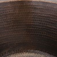 17" Large Round Oil Rubbed Bronze Hammered Copper Bar & Prep Sink - 3.5" Drain