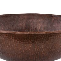 17" Large Round Oil Rubbed Bronze Hammered Copper Vessel Sink