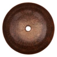 17" Large Round Oil Rubbed Bronze Hammered Copper Vessel Sink