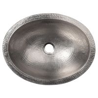 17" Oval Nickel Hammered Copper Bathroom Sink