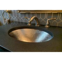 17" Oval Nickel Hammered Copper Bathroom Sink