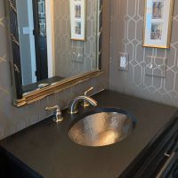 17" Oval Nickel Hammered Copper Bathroom Sink