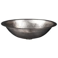 17" Oval Nickel Hammered Copper Bathroom Sink