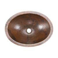 17" Oval Oil Rubbed Bronze Hammered Copper Bathroom Sink