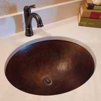 17" Oval Oil Rubbed Bronze Hammered Copper Bathroom Sink