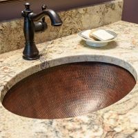 17" Oval Oil Rubbed Bronze Hammered Copper Bathroom Sink