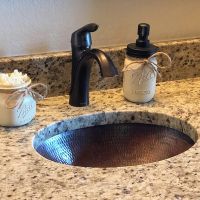 17" Oval Oil Rubbed Bronze Hammered Copper Bathroom Sink