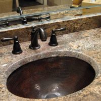 17" Oval Oil Rubbed Bronze Hammered Copper Bathroom Sink