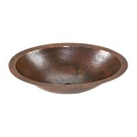 17" Oval Oil Rubbed Bronze Hammered Copper Bathroom Sink