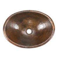 17" Oval Oil Rubbed Bronze Hammered Copper Self Rimming Sink