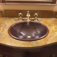 17" Oval Oil Rubbed Bronze Hammered Copper Self Rimming Sink