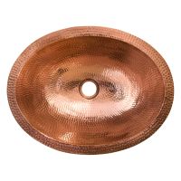 17" Oval Polished Hammered Copper Bathroom Sink