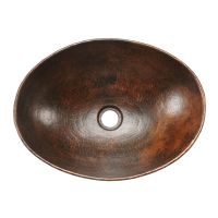17" Oval Wired Rim Oil Rubbed Bronze Hammered Copper Vessel Sink