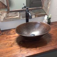 17" Oval Wired Rim Oil Rubbed Bronze Hammered Copper Vessel Sink
