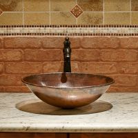 17" Oval Wired Rim Oil Rubbed Bronze Hammered Copper Vessel Sink