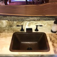 17" Rectangular Oil Rubbed Bronze Hammered Copper Bar & Prep Sink - 2" Drain