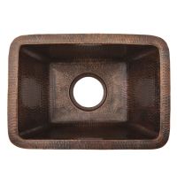 17" Rectangular Oil Rubbed Bronze Hammered Copper Bar & Prep Sink - 3.5" Drain
