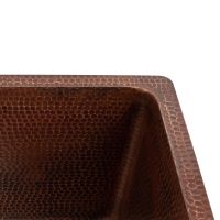 17" Rectangular Oil Rubbed Bronze Hammered Copper Bar, Prep & Utility Sink - 3.5" Drain