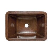 17" Rectangular Oil Rubbed Bronze Hammered Copper Bathroom Sink