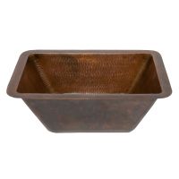 17" Rectangular Oil Rubbed Bronze Hammered Copper Bathroom Sink