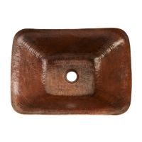17" Rectangular Old World Oil Rubbed Bronze Forged Copper Vessel Sink