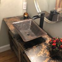 17" Rectangular Old World Oil Rubbed Bronze Forged Copper Vessel Sink