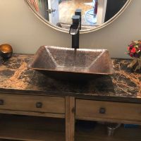 17" Rectangular Old World Oil Rubbed Bronze Forged Copper Vessel Sink