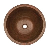 17" Round Oil Rubbed Bronze Hammered Copper Bathroom Sink