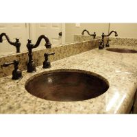17" Round Oil Rubbed Bronze Hammered Copper Bathroom Sink