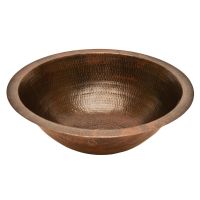 17" Round Oil Rubbed Bronze Hammered Copper Bathroom Sink