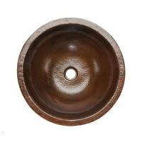 17" Round Oil Rubbed Bronze Hammered Copper Skirted Vessel Sink