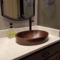 17" Round Oil Rubbed Bronze Hammered Copper Skirted Vessel Sink
