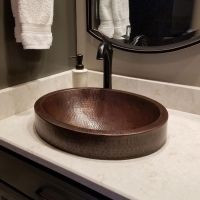 17" Round Oil Rubbed Bronze Hammered Copper Skirted Vessel Sink