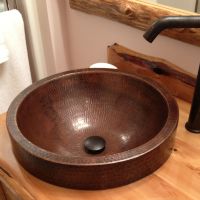 17" Round Oil Rubbed Bronze Hammered Copper Skirted Vessel Sink