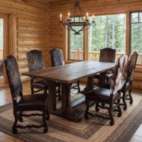 Barn Wood Dining Table: Some lifestyle images are created with AI for visualization purposes. Crafted from natural solid wood, each piece is unique and will vary.