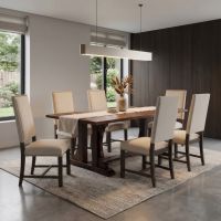 Barn Wood Dining Table: Some lifestyle images are created with AI for visualization purposes. Crafted from natural solid wood, each piece is unique and will vary.