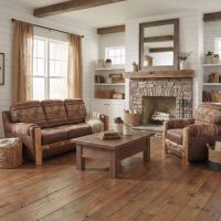 Barn Wood Coffee Table: Some lifestyle images are created with AI for visualization purposes. Crafted from natural solid wood, each piece is unique and will vary.