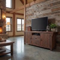 Barn Wood TV Stand: Some lifestyle images are created with AI for visualization purposes. Crafted from natural solid wood, each piece is unique and will vary.