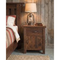 Barn Wood Nightstand: Some lifestyle images are created with AI for visualization purposes. Crafted from natural solid wood, each piece is unique and will vary.
