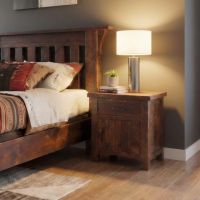 Barn Wood Nightstand: Some lifestyle images are created with AI for visualization purposes. Crafted from natural solid wood, each piece is unique and will vary.