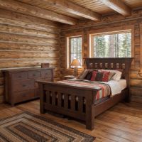 Rustic Bed: Some lifestyle images are created with AI for visualization purposes. Crafted from natural solid wood, each piece is unique and will vary.