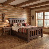 Rustic Barn Wood Nightstand: Some lifestyle images are created with AI for visualization purposes. Crafted from natural solid wood, each piece is unique and will vary.